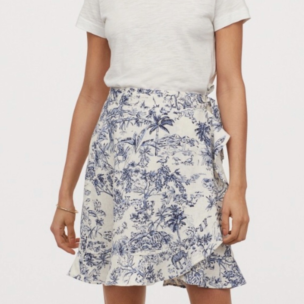 H&M LOGG linen blend wrap skirt NWT